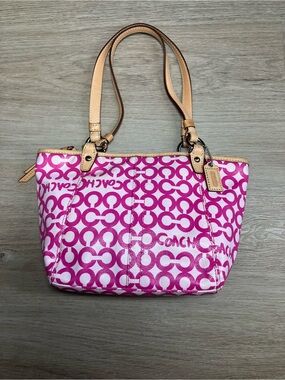 Coach Leah Op Art Signature Coated tote, bag, purse iconic "Op Art"